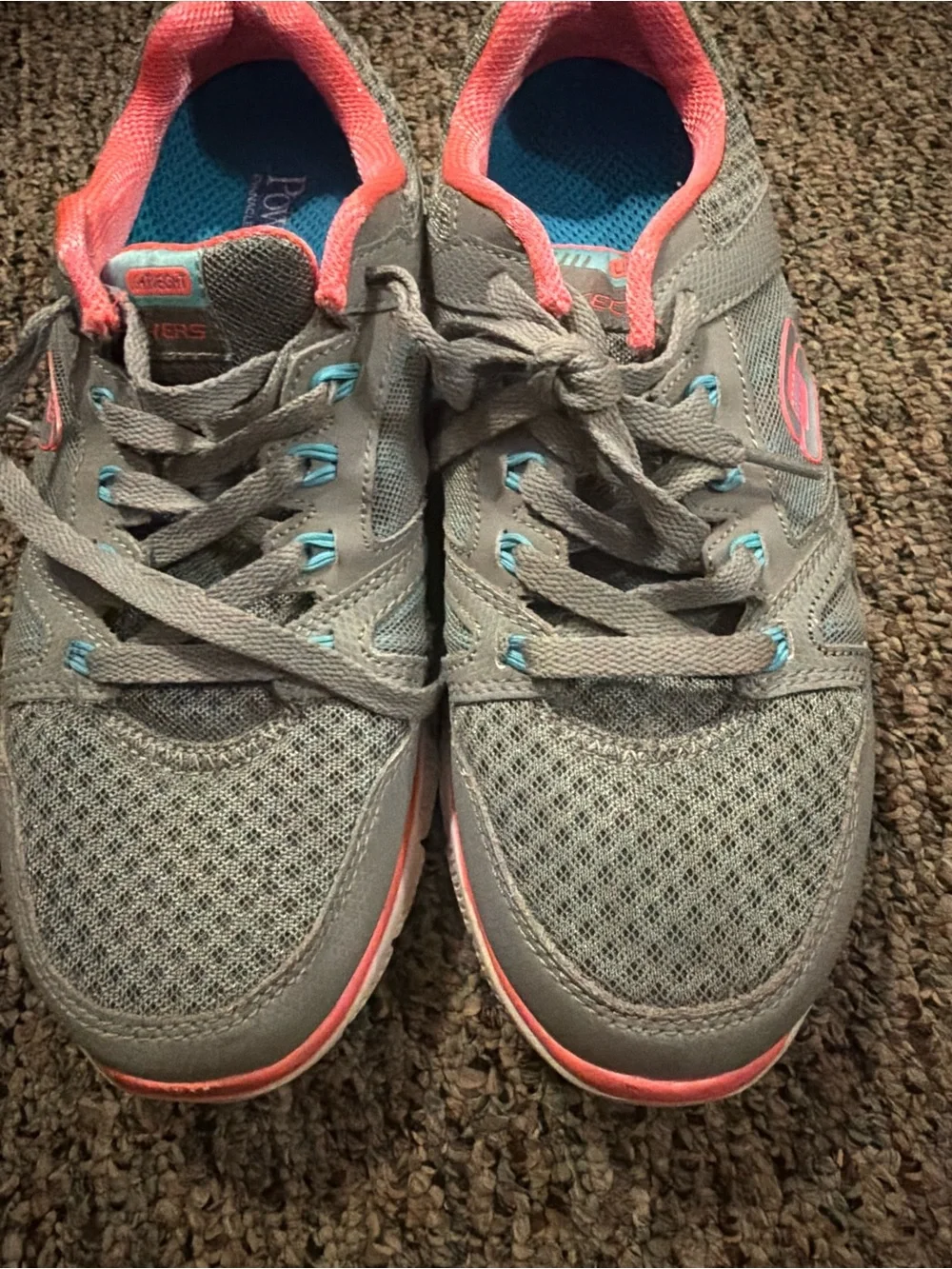 Skechers Gray Athletic Sneakers with Coral and Aqua Accents
